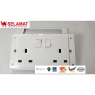 💥SELAMAT MQ8132 13A 2Gang/MQ13A Double Switch Socket Outlet/13a Socket Double/Power Plugs/SUIS Socke