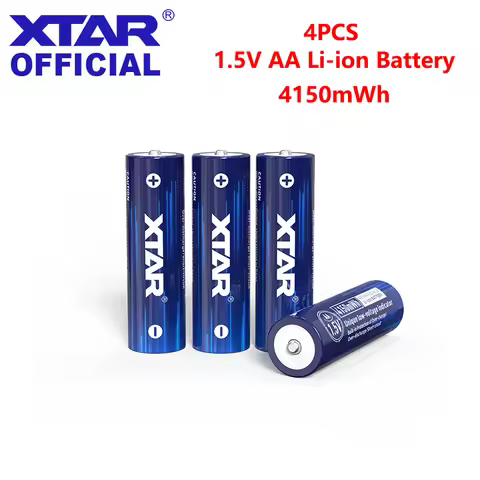 XTAR 4PCS AA 4150mWh 1.5V Li-Ion Rechargeable Battery AA Lithium Batteries with Smart LED indicator 