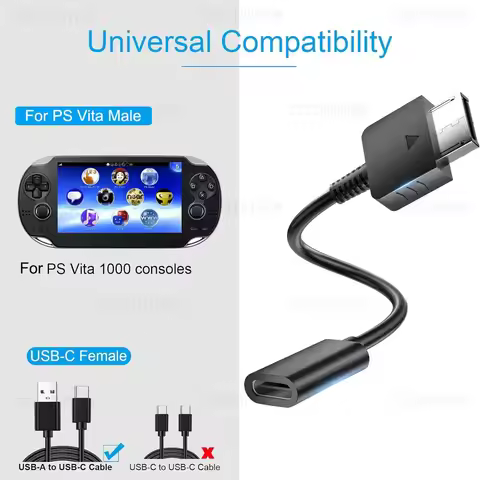 For PS Vita 1000 Console Charging Adapter USB C Cable Type C LED Power Convert Wire Cord for Playsta