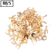 【B&S】 100Pcs/Pa 3.2/4.2/5.2/6.2MM U-Shaped Brass Cable Grounding Lug Fork Terminal Pressed Bare Term