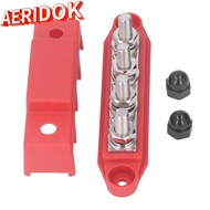 AERIDOK 4 Position Bus Bar, Red/Black 48VDC 250A M10 Studs Bus Bar, Screw Terminals 4 Position M10 3