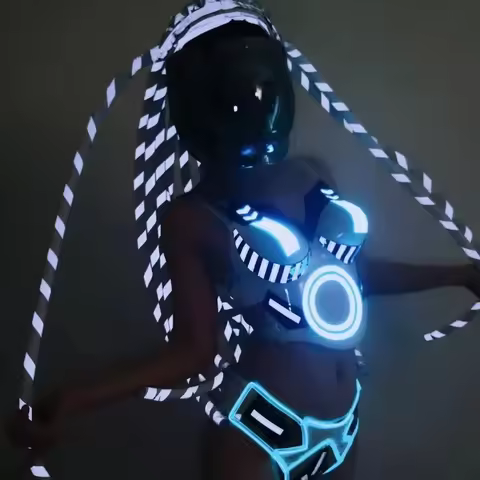 Led Gogo Wanita Cosplay Reflective Clothing Performance Wanita Bikini Menyala Setelan Pakaian Klub P