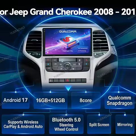 Android 17 Car Radio For Jeep Grand Cherokee WK2 2008 - 2013 Qualcomm GPS NAVI Multimedia Stereo Vid