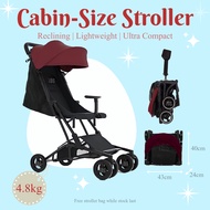 iDS Cabin Size Lightweight Baby Stroller, Reclining Travel Stroller for Airplane, EVA Wheels, Baby Push Cart, Mini Stroller