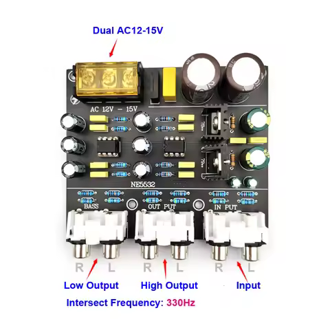 Electronic Active Crossover 2 Way NE5532 Pre-Stage Linkwitz Riley Filter Frequency Divider
