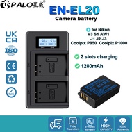 PALO EN-EL20 Camera Battery and Charger for Nikon 1 J1 J2 1J3 V3 A1 AW1 S1 S2 COOLPIX P1000 P950