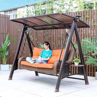 HY&amp; Outdoor Swing Outdoor Courtyard Double Rocking Chair Iron Adult Rattan Chair Balcony Swing Cast Aluminum Hanging Bas