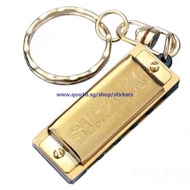 SUZUKI Mini 5 Holes 10 Tone Harmonica Keychain Key of C Gold