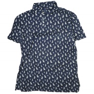 二手 POLO RALPH LAUREN 棉質針織遊艇印花 Polo 衫（L 碼），海軍藍，短袖，小馬刺繡。商品編號 710594890001。