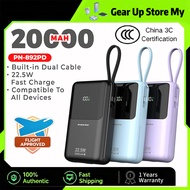 Pineng PN-892PD 22.5W 20000mAh Slim Portable Power bank with Built-in Cable LED Digital Display Fast