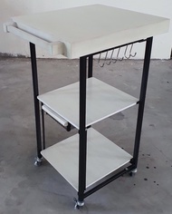 Kệ đựng đồ xe đẩy đa năng 3 tầng phong cách Âu Mỹ sơn tĩnh điện decor trang trí phòng khách nhà bếp