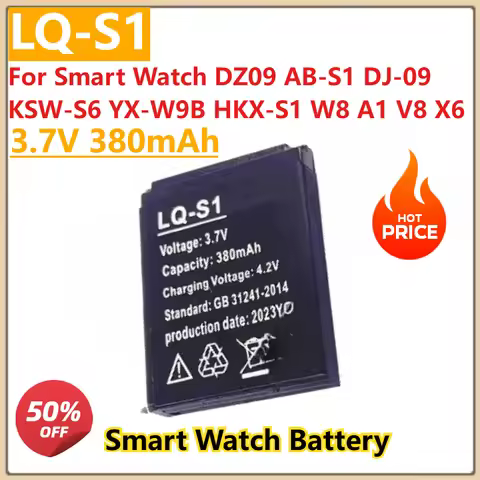 3.7V 380mAh LQ S1 LQS1 Battery for Smart Watch DZ09 AB-S1 DJ-09 KSW-S6 YX-W9B HKX-S1 W8 A1 V8 X6 New
