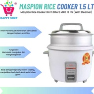 Maspion Rice Cooker 3in1 1.5liter | MRC 15 NS (With Steamer)