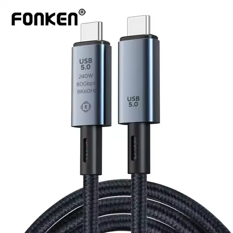 USB 5 Cable for Thunderbolt 4 Cable PD 240W Fast Charging USB C Data Transfer Cable16K Video Monitor