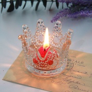 KY&amp; Cute Crystal Transparent Glass Crown Candle Holder Desktop Small Ornaments Storage Box Ashtray Shooting Props Gift G