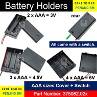 [with switch pembuka] 1 x AAA 2 x AAA 3 x AAA 4 x AAA Battery Holder, Pemegang Bateri Projek Sekolah