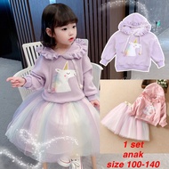 (LOCHIC) BS-86 GIRLS' SET UNICORN HOODIE MODEL 100-140