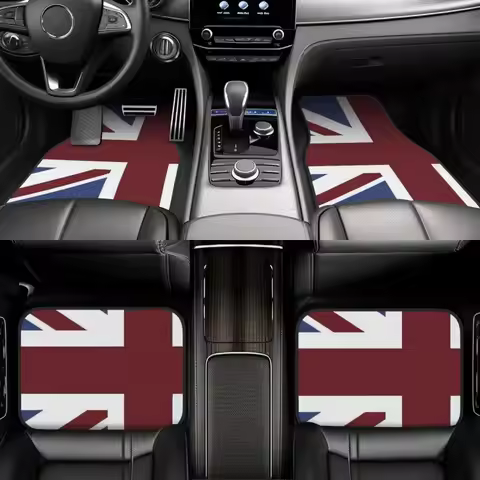 Custom Car Floor Mats Front & Rear Set Union Jack Flag for Mini Cooper 2007-2023 R55 R56 R57 R60 R61