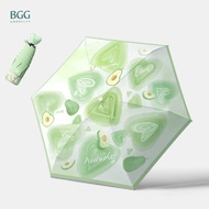 BGG ร่ม ร่มพับ กันยูวี 100% 5 ตอน ขนาดเล็ก ด้ามจับรูปหัวใจ (FM2046)