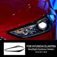For Hyundai Elantra 2016 2017 2018 Car Headlight Eyebrows Eyelid Eyelash Piano Black Sticker Gloss E