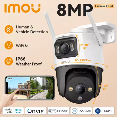 IMOU Cruiser Dual 8MP Dual Lens Outdoor PT Camera Home Security IP Camera AI Human & Vehicle Detecti