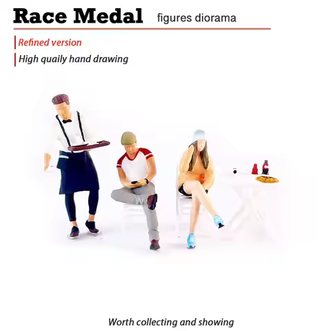 1:64 Restaurant scene food stall waiter delivers food Western hand-painted decoration micro-shooting