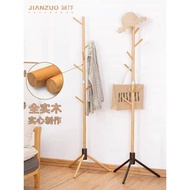 Bamboo solid wood thickened floor hanging clothes rack, bedroom clothes rack, storage and storage ra