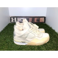 Off-white x Air Jordan 4 Basketball Shoes Joint White Yellow Cicada Wing OW Champagne Yellow Jay Chou CV9388 100