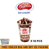 [Bundle of 18 cups] Magnolia Sundae Cup Triple Chocolate Ice Cream with FREE Cooler Bag and Dry Ice