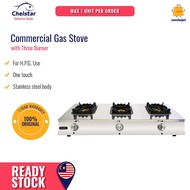 Chelstar Stainless Steel High Pressure 3 Burner Gas Stove MS-3A