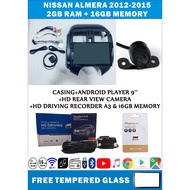 NISSAN ALMERA 2012-2015 ANDROID PLAYER 9''(2G+16G)+HD ANDROID CASING+REAR VIEW CAMERA+RECORDER