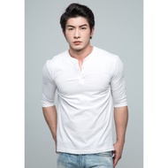 Sampleone [Made In Taiwan] Henry Collar Half Sleeve Henry Shirt White Baju T Shirt Lelaki T Shirt Le