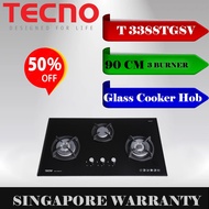 Tecno cooker hob T 3388TGSV 3-Burner 90cm Glass Cooker Hob with Inferno Wok Burner Technology | Free Delivery |