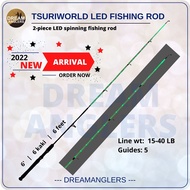 [2022 NEW ARRIVAL] TsuriWorld LED 15-40lb 6'0" (6 kaki | 6 feet) Spinning Fishing Rod
