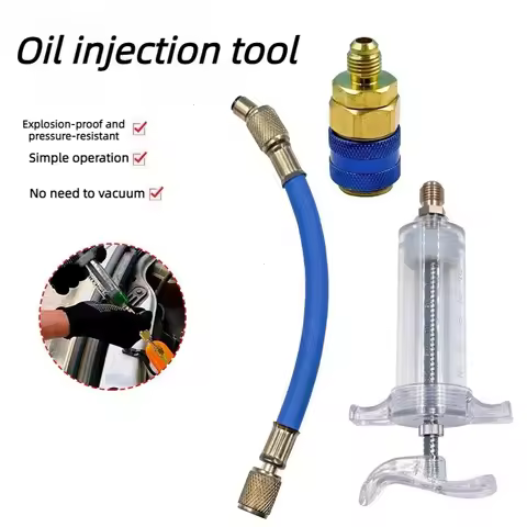 Car A/C Oil/Dye Injector 30ml 1oz Low Side Quick Coupler Adapter 1/4 Inch Automotive Air Conditionin