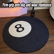 Anti-Slip Black 8 Ball Round Pad Skin Friendly Soft Chair Carpet Plush Decor