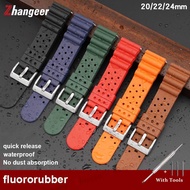 zhangeer Quick Release 20mm 22mm 24mm High Quality Fluororubber Strap For Samsung S2 S3 Seiko Watch Unisex 6 Colors Rubber Watchband Watch Accessories With Tools