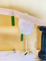 綠竹 琉璃耳環 窗花復古耳環 手作飾品 醫療鋼耳環