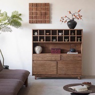 Elm Solid Wood Tea Room Dining Side Cabinet Entrance Cabinet Decorative Cabinet Tea Set Chinese Tea 