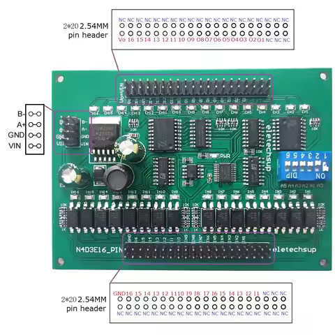 DC 12V 24V RS485 16DI-16DO IO Port Remote Control Module Modbus RTU Switch Value Remote Transmission