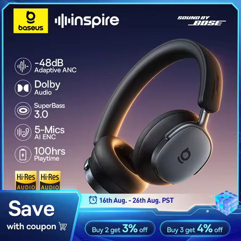 Baseus Inspire XH1 Sound by Bose ANC Wireless Headphone Bluetooth 6.1 48dB Adaptive Noise Cancellati