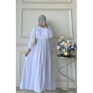 White Long Sleeve Dress - Keisya Midi Dress for Eid 2025