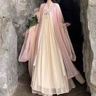 Hanfu Women New Pink Breast-Length Skirt Large Sleeve Shirt Full Set One Full Set Dress中国风汉服女新粉色齐胸襦裙