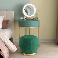 北歐梳妝枱睡房輕奢迷你鋼琴烤漆圓形牀頭櫃化妝一體儲物櫃60CM（鋼琴烤漆枱面）