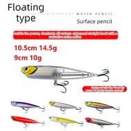 Floating Water Pencil Fishing Lure Topwater Hard Bait with Weight Transfer System 3D Eyes Laser Coat