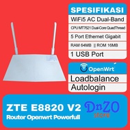 router zte e8820v2 Openwrt Wifi5 AC Dual-Band loadbalance autologin wms wifi.id seamless modem Dual 