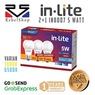 Inlite INB007 LED Bulb 2 Get 1 Free 5W White / Yellow Package - In-Lite Pack 5 W 5Watt 5 Watt