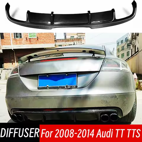 For Audi TT TTS 2008-2014 Bodykit Car Real Carbon Fibe Rear Bumper Diffuser Spoiler Splitter Exterio