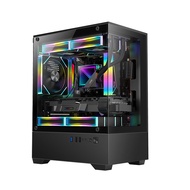 XINGHEC2 เคสคอมพิวเตอร์กระจกใส270องศาเคส PC Tower สำหรับ M-ATX เมนบอร์ด ITX CPU Water Cooler SSDx1 +