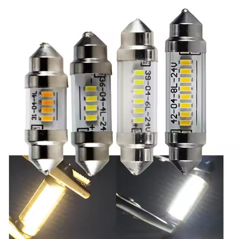 2x Car Inside LED Festoon Light 31mm 36mm 39mm 42mm C3W C5W C10W 6v 12v 24v Auto Interior Dome Bulb 